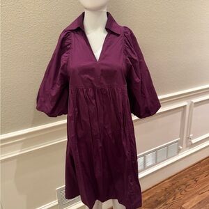 Pinch Purple Puff Sleeve Dress